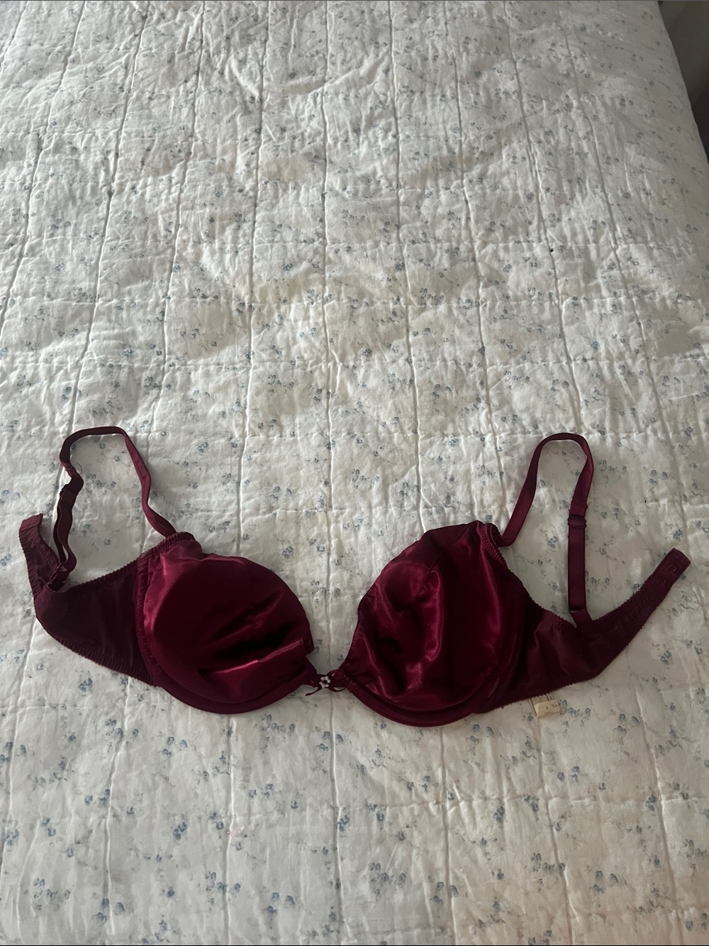 Satin Plunge Bra in Burgundy